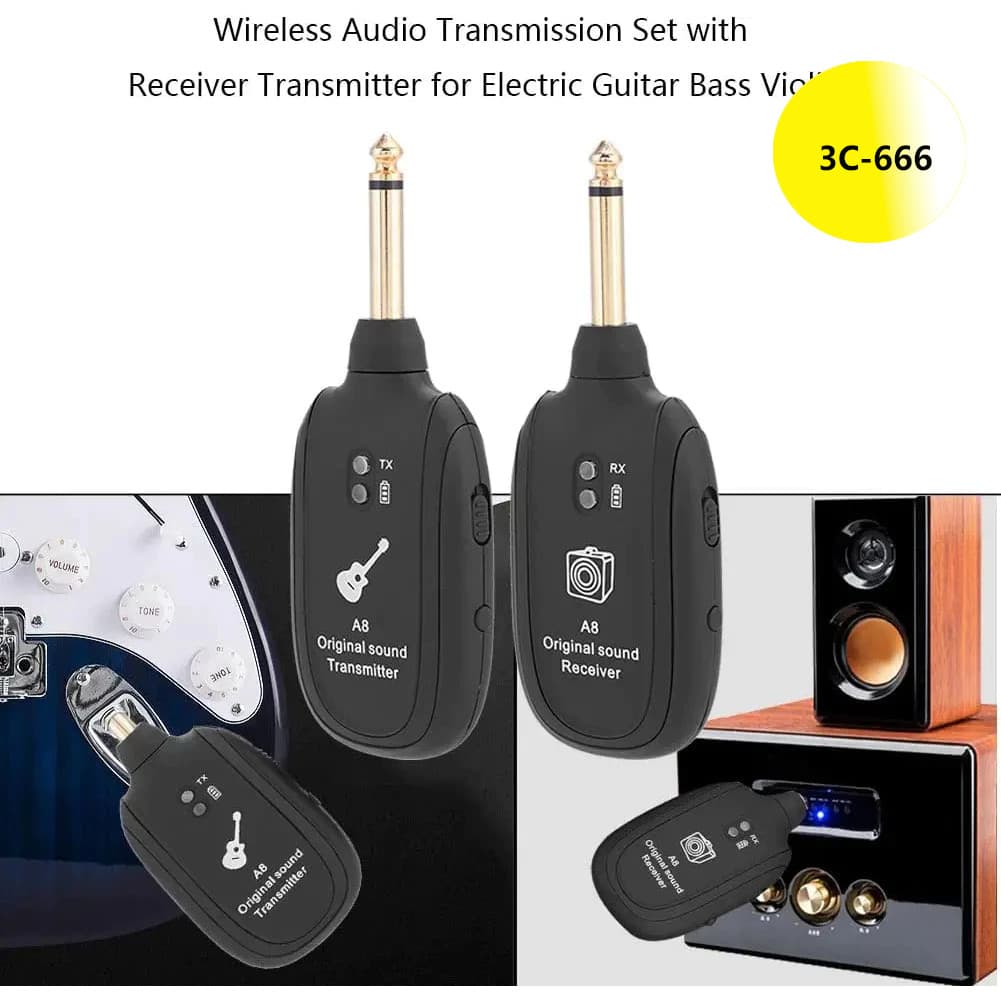 Transmissor + receptor sem fio Miwayer A8 2.4G para guitarra Qualidade de áudio HD sem latência Plug-and-play