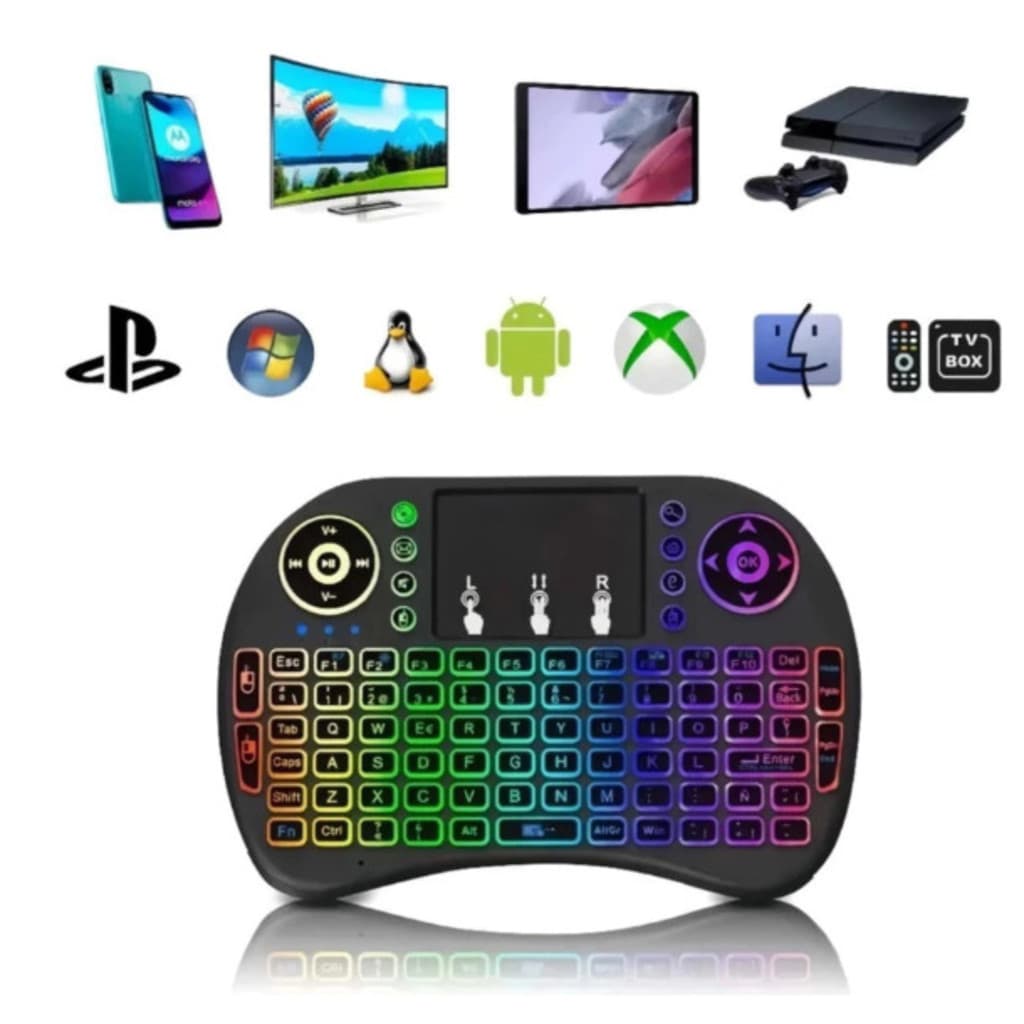 Mini Teclado Com Lluminacao Controle Sem Fio COM Led Para Tv Box E projeto Smart Tv Pc MO-i8