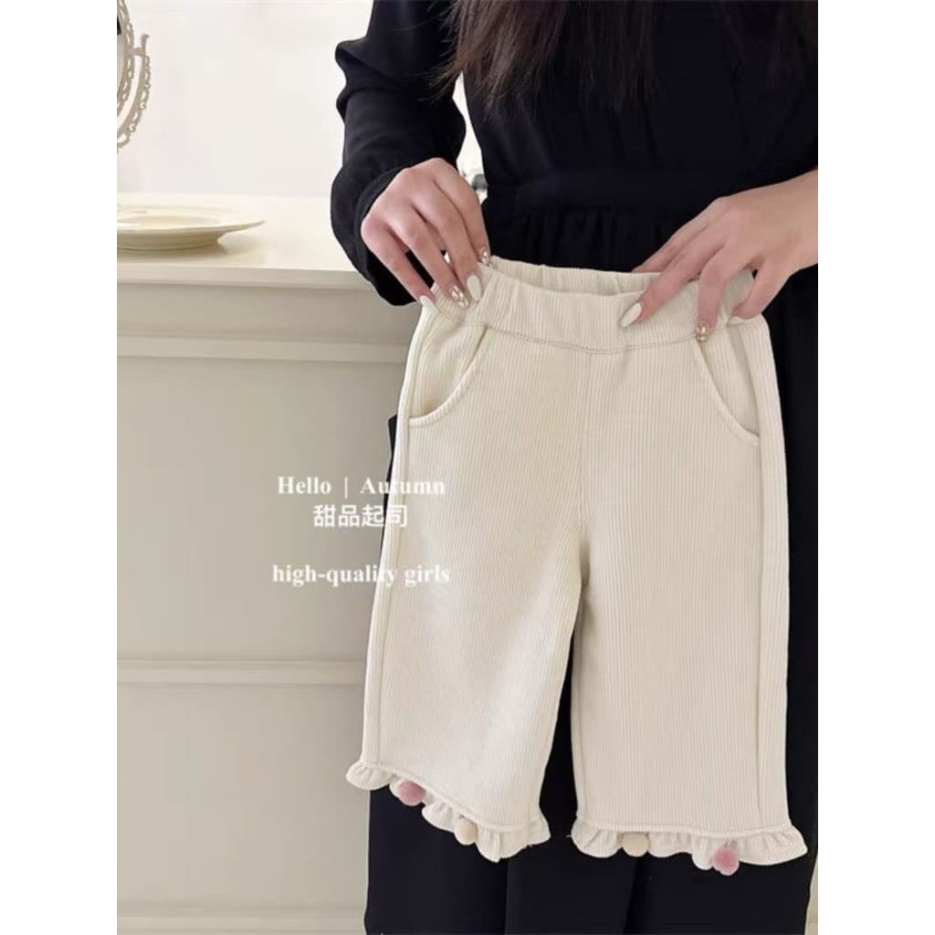 Feminino bebê renda forro de lã calças retas 2024 outono inverno novo estilo crianças 1 crianças calças de inverno femin