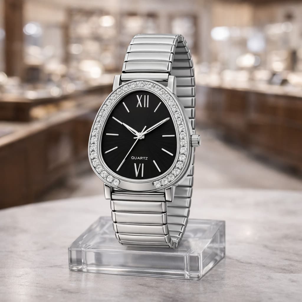 Relógio Feminino Metal Dourado Pulseira Elegante Moderno Aço Inoxidável