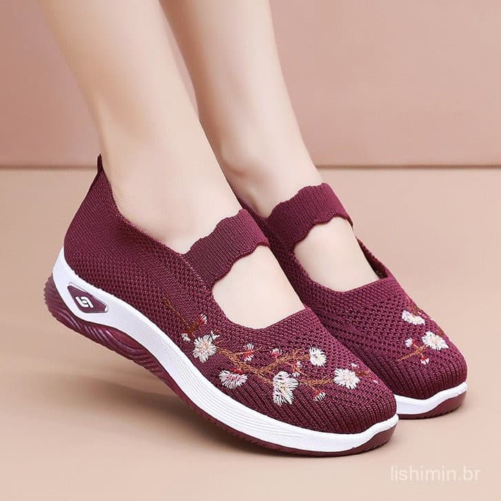 Sapatilhas Femininas Conforto Floral Calçados Femininos Macios Cor Sólida Moda Feminina Leve Zapatos De Mujer