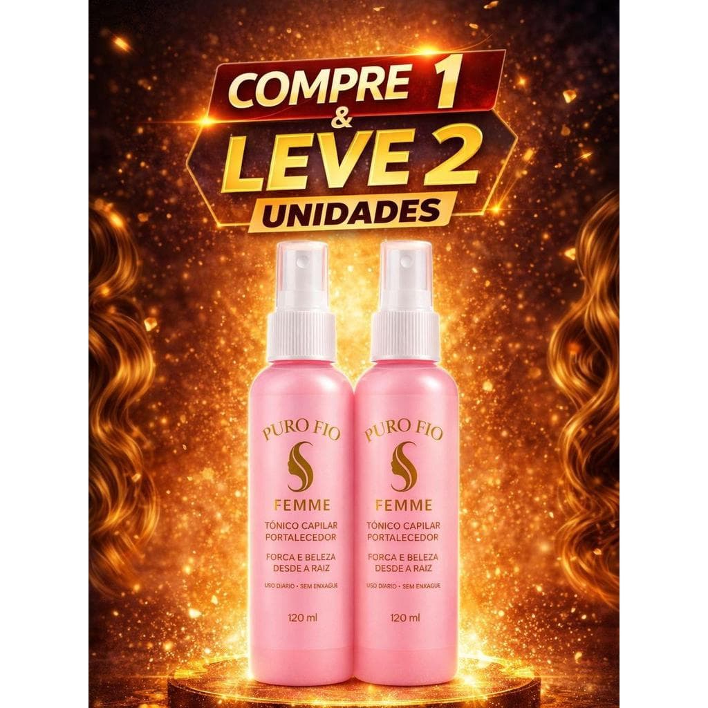 Kit 2 Spray Poderoso Cabelo Forte e Saudável 120ml | Combate Queda e Falhas Capilares | Puro Fio Femme - Envio imediato
