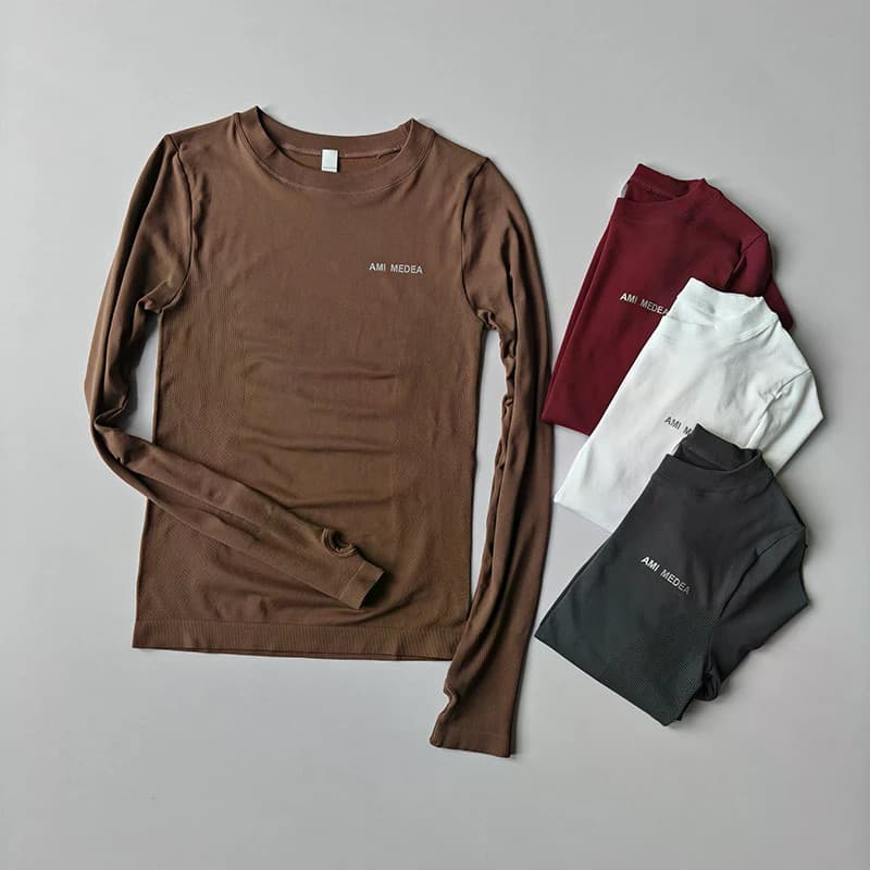 Roupas De Yoga Para Mulheres Magro Esportes Topos Ginásio Manga Comprida Correndo Pilates Estiramento Treinamento De Sec