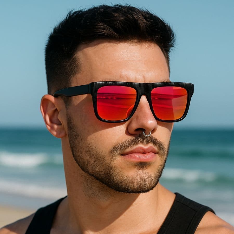 OFERTA Oculos masculino grande estilo praia lentes espelhadas presente namorado marido proteção uv400