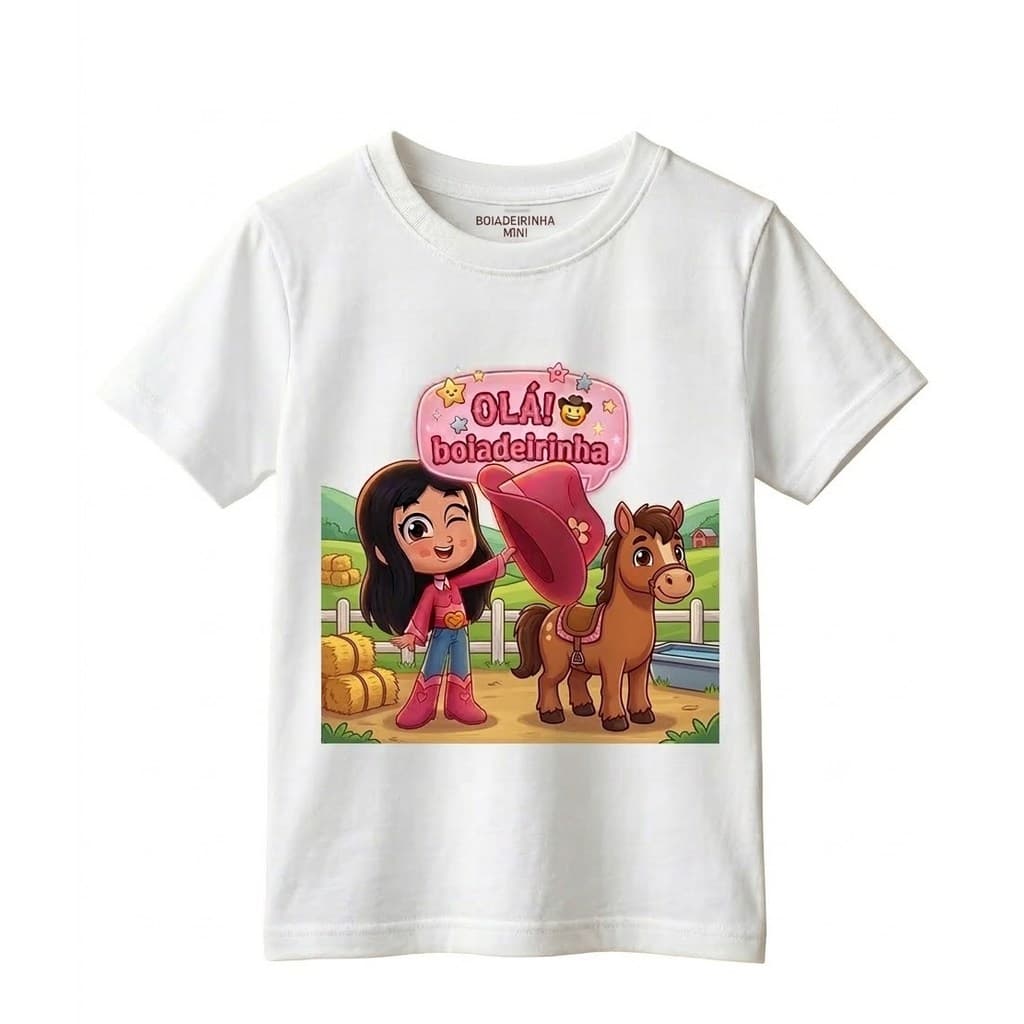 Camiseta infantil Turma da Boiadeirinha  Oi Boiadeirrinha Ana Castela 100% algodão.
