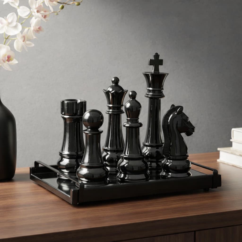 Peças de Xadrez Decorativas Luxury Enfeite Mesa Escritório Sala Estátua Escultura Decorativa Sofisticada Luxo
