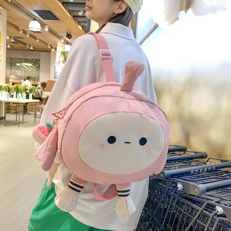 Bolsa feminina novo estilo bonito Eggboy festa mochila grande capacidade All-Match mochila estudante classe Commuter moc