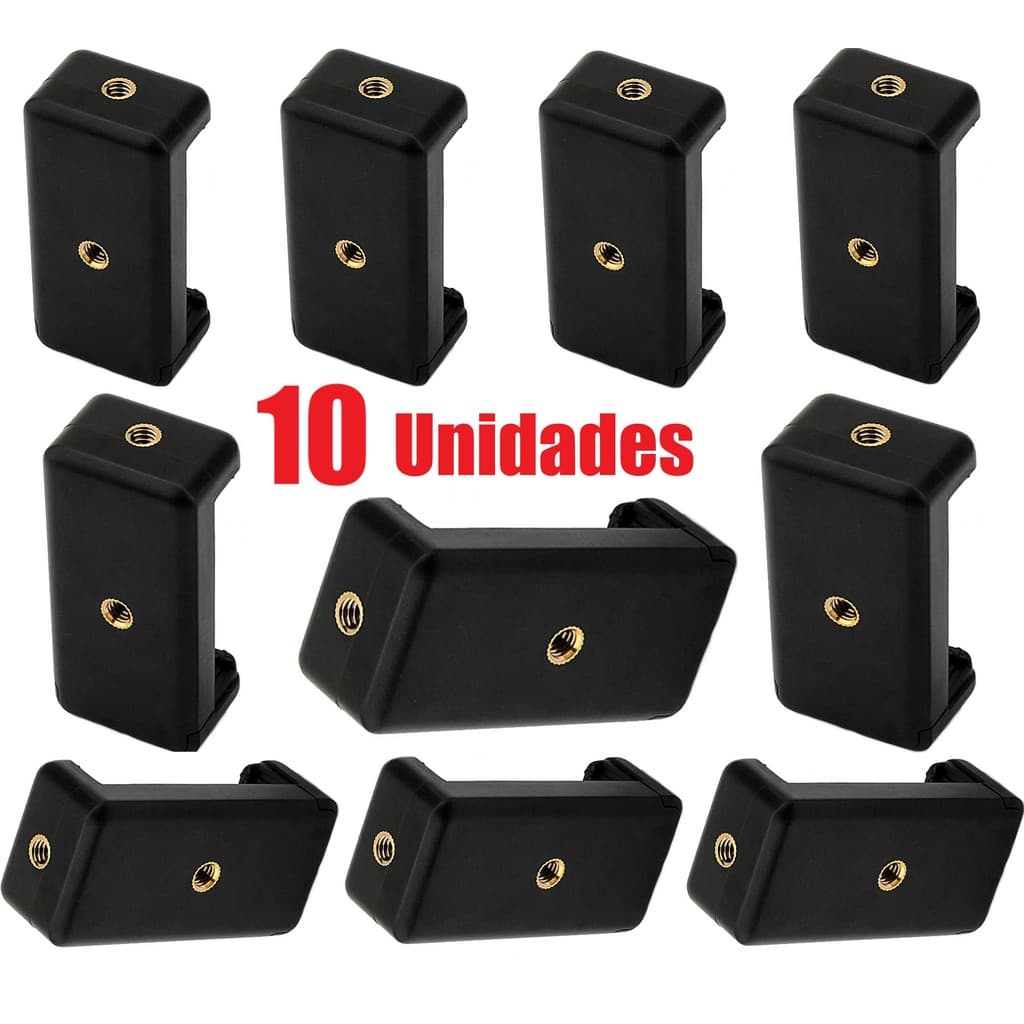 Kit Com 10 Suporte Adaptador de Celular Holder Para Tripé Pau de Selfie Rosca Encaixe Universal RS