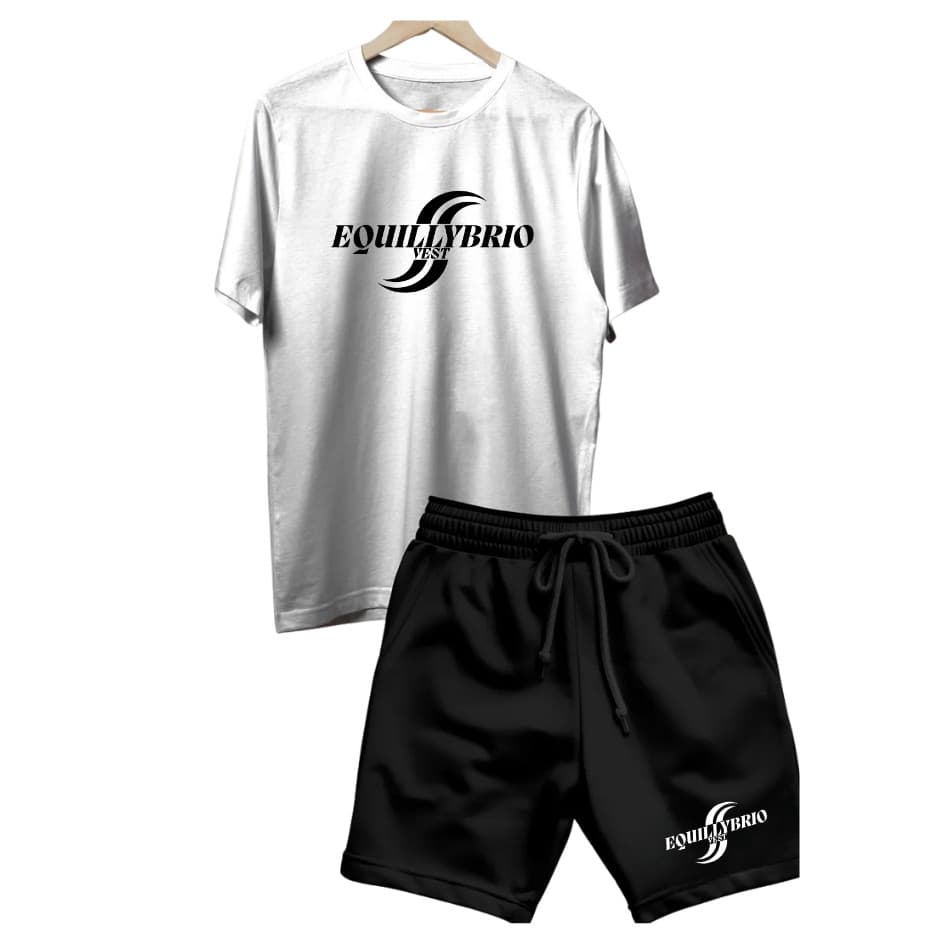 Conjunto Casual Camiseta Bermuda Equillybrio Algodão Varias Cores