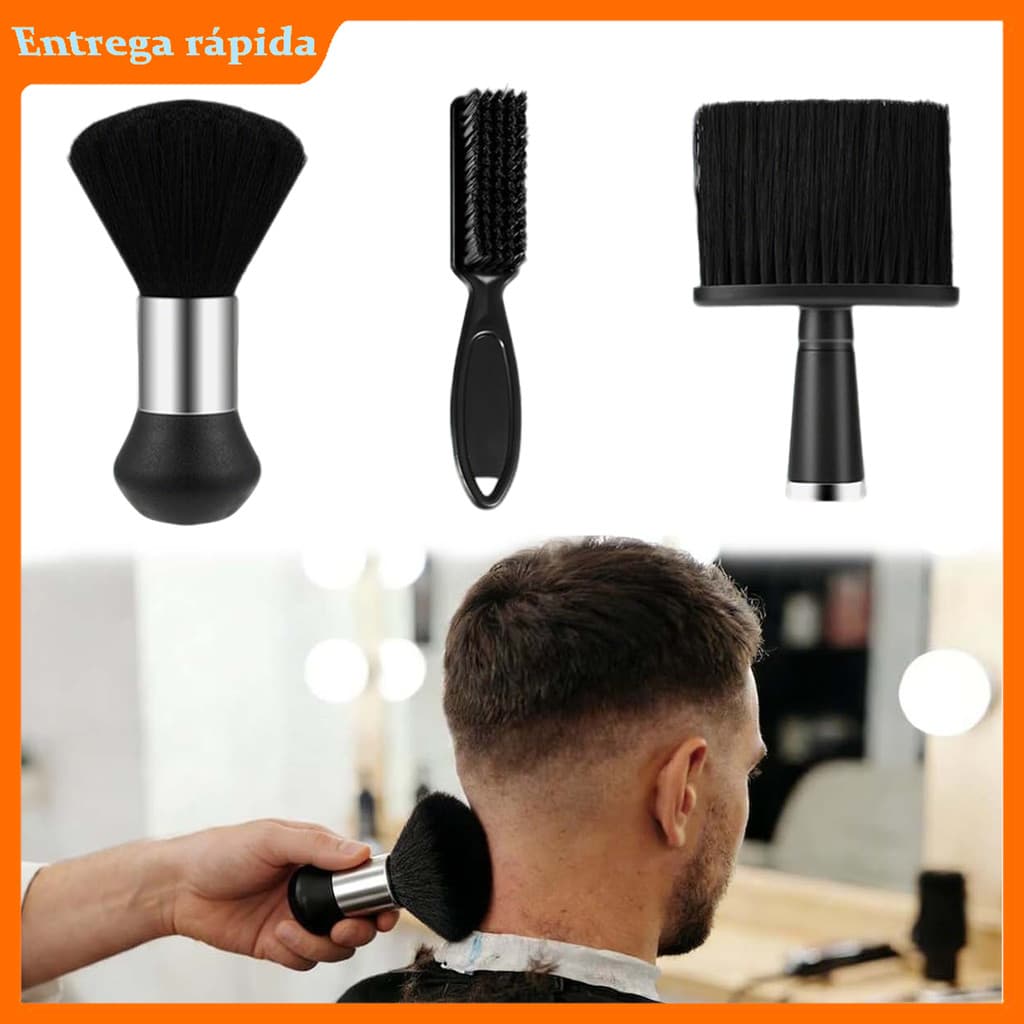 3 Peças Escova de Tosquiadeira para Limpeza de Barbeiro, Escova Macia Portátil para Modelagem de Barba
