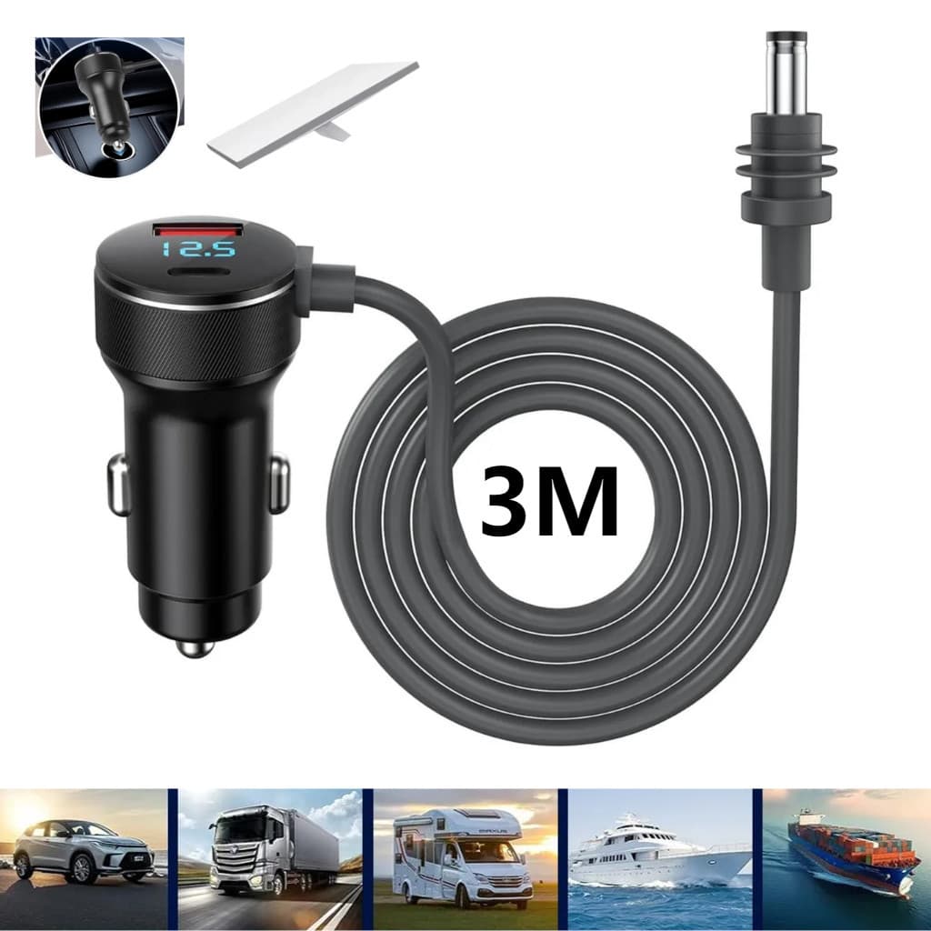 3 Metros Cabo Carregador 3 em 1 com Tela para Starlink Mini  PD72W 12V 24V