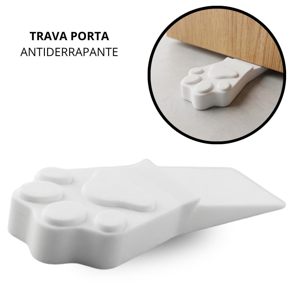 Trava Porta Antiderrapante Patinha Pet Trava Porta Não Bate Vento Gato Cachorro