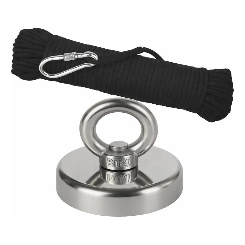 Imã De Neodimio Super Forte 60mm 130kg Pesca Com Corda 10m