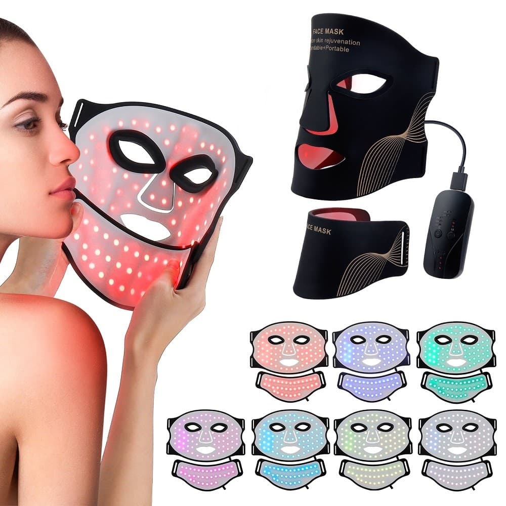 Foreverlily 7 Cores LED Máscara Facial Terapia De Luz Para Pele Mais Brilhante Anti Envelhecimento Rugas Acne Recarregáv