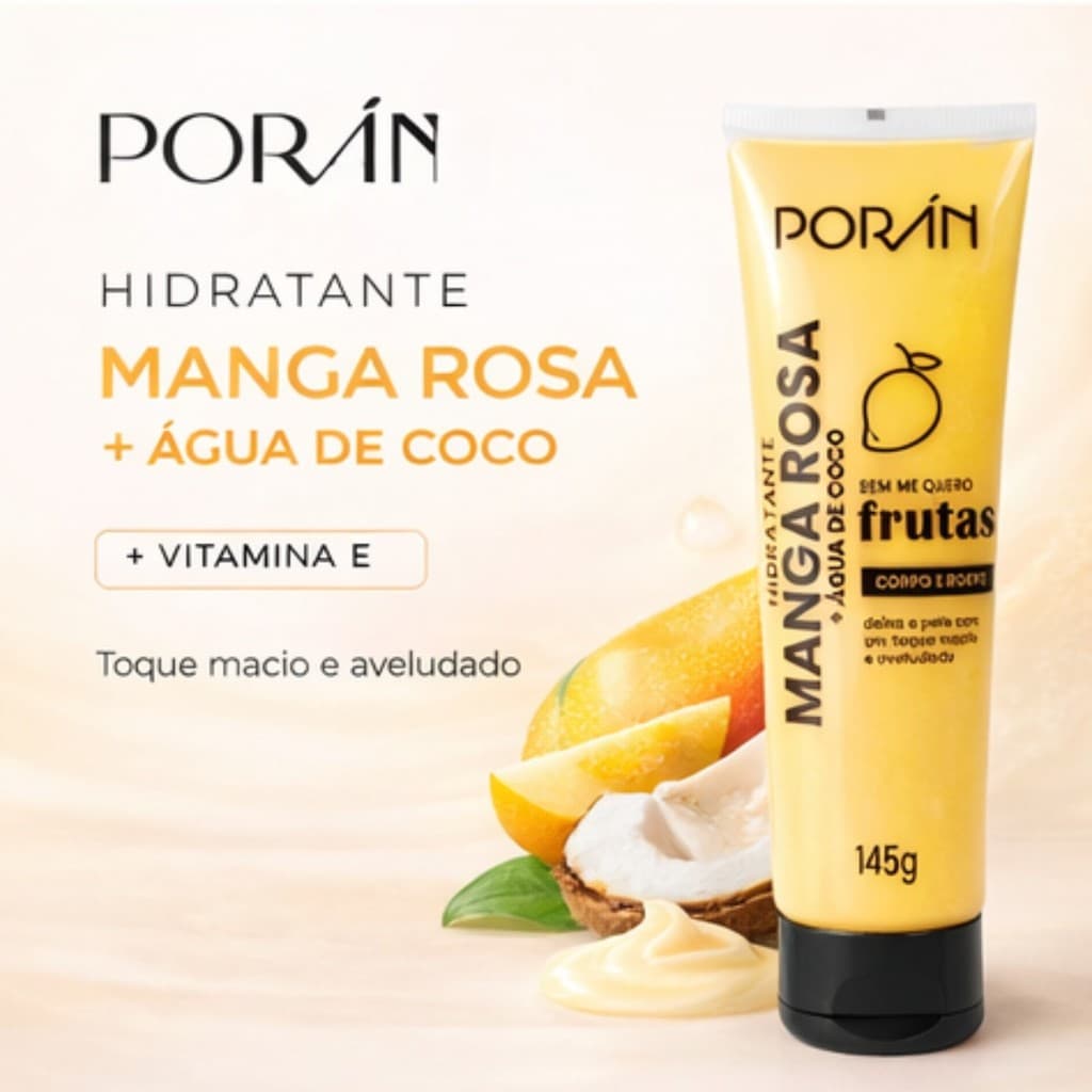 HIDRATANTE CORPO E ROSTO MANGA ROSA E AGUA COCO PORAN 145g