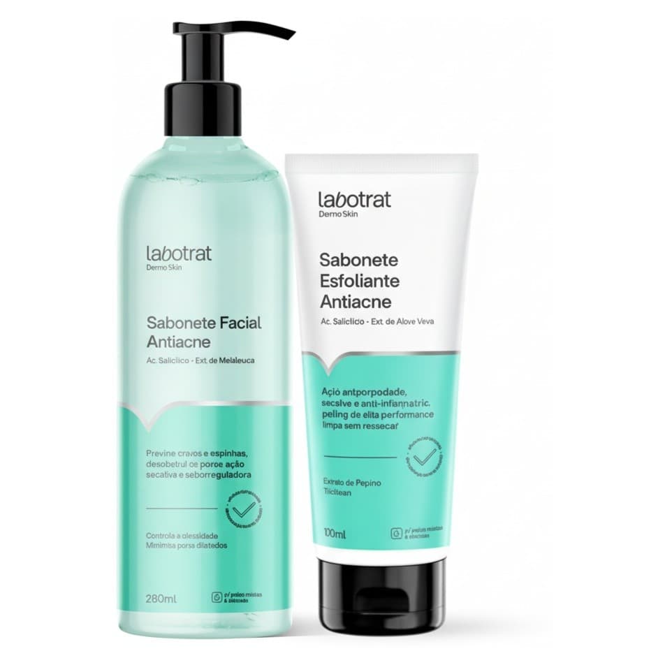 Kit Anti Acne Facial Dermo Skin sabonete e esfoliante