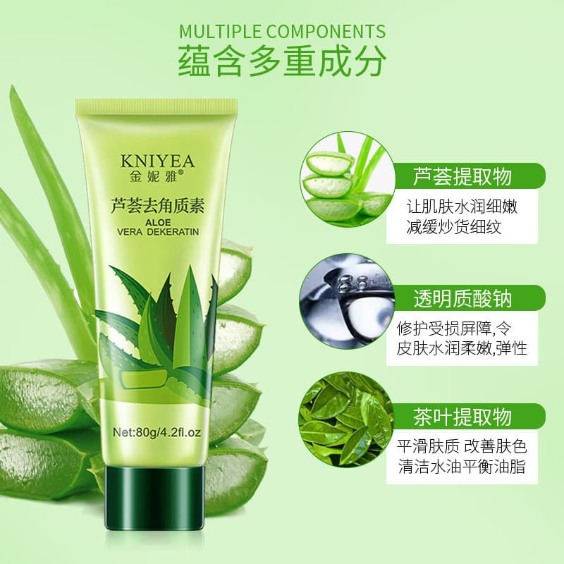 Ginia Aloe Vera Esfoliante Simples Aloe Vera Gel Gel Melhora a Pele de Frango Mousse de Limpeza de Poros