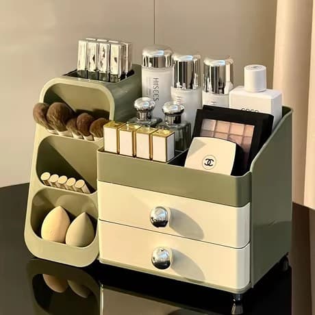 Caixa de armazenamento de mesa tipo gaveta cosméticos prateleira Anti-poeira produtos de cuidados com a pele de grande c