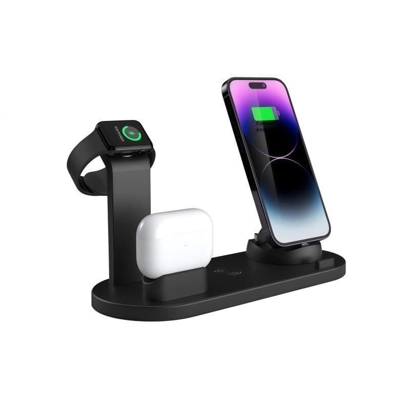 Carregador Indução Dock 4 Em1 Compatível iPhone AirPods e Appel Watch serie 1 Ate serie 7