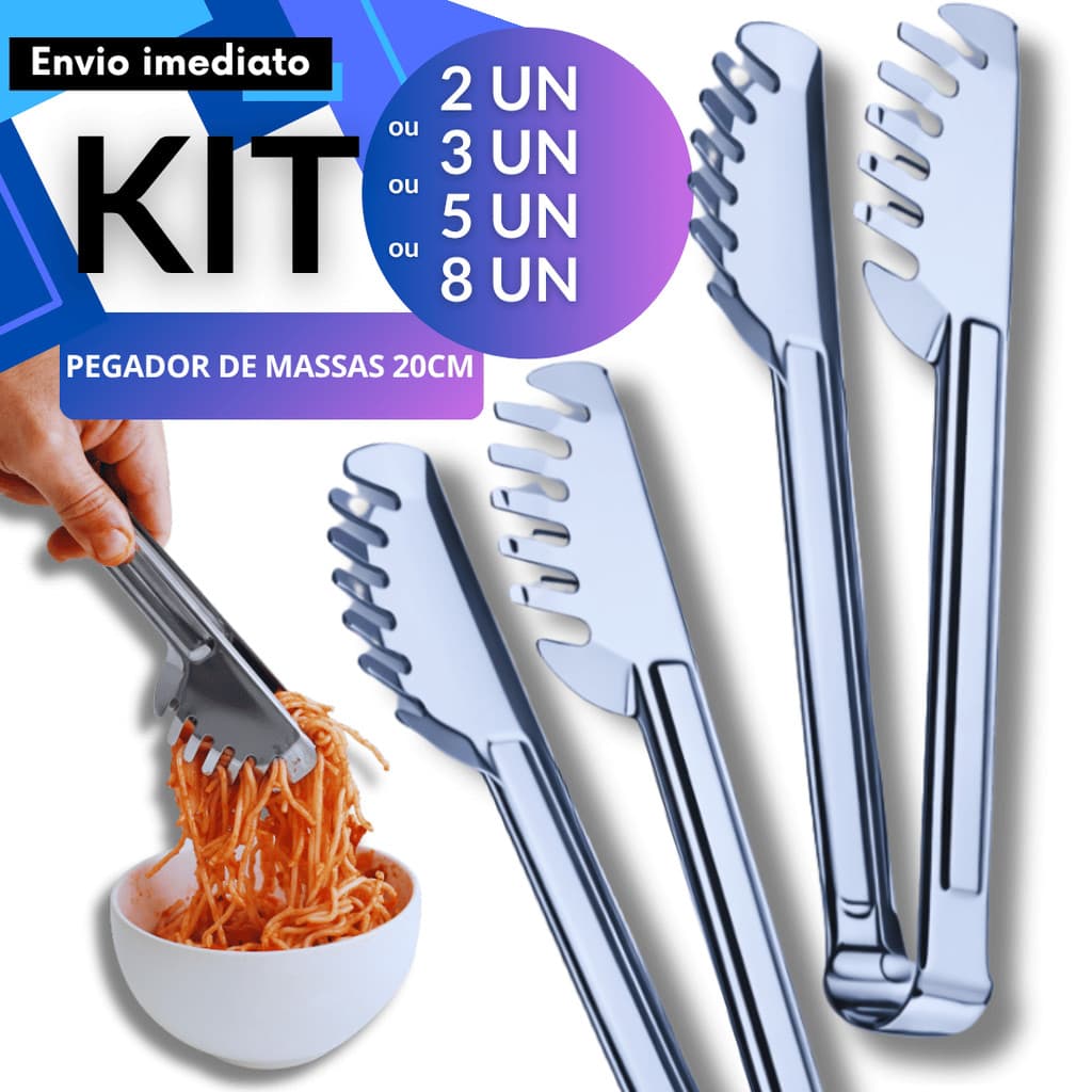 Kit 2/3/5/8 Pegador de Massas Inox Linha Garbo Robusto Elegante Trattoria Casa de Massas Restaurante Italiano