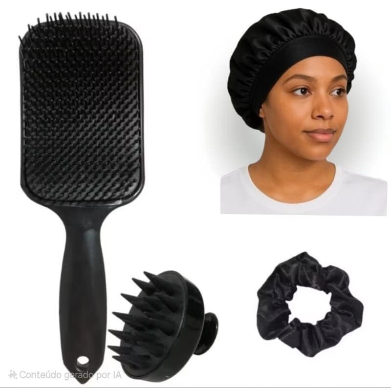 Kit Escova Cabelo Raquete Touca Cetim Faixa Massageadora Xuxinha Sortidas