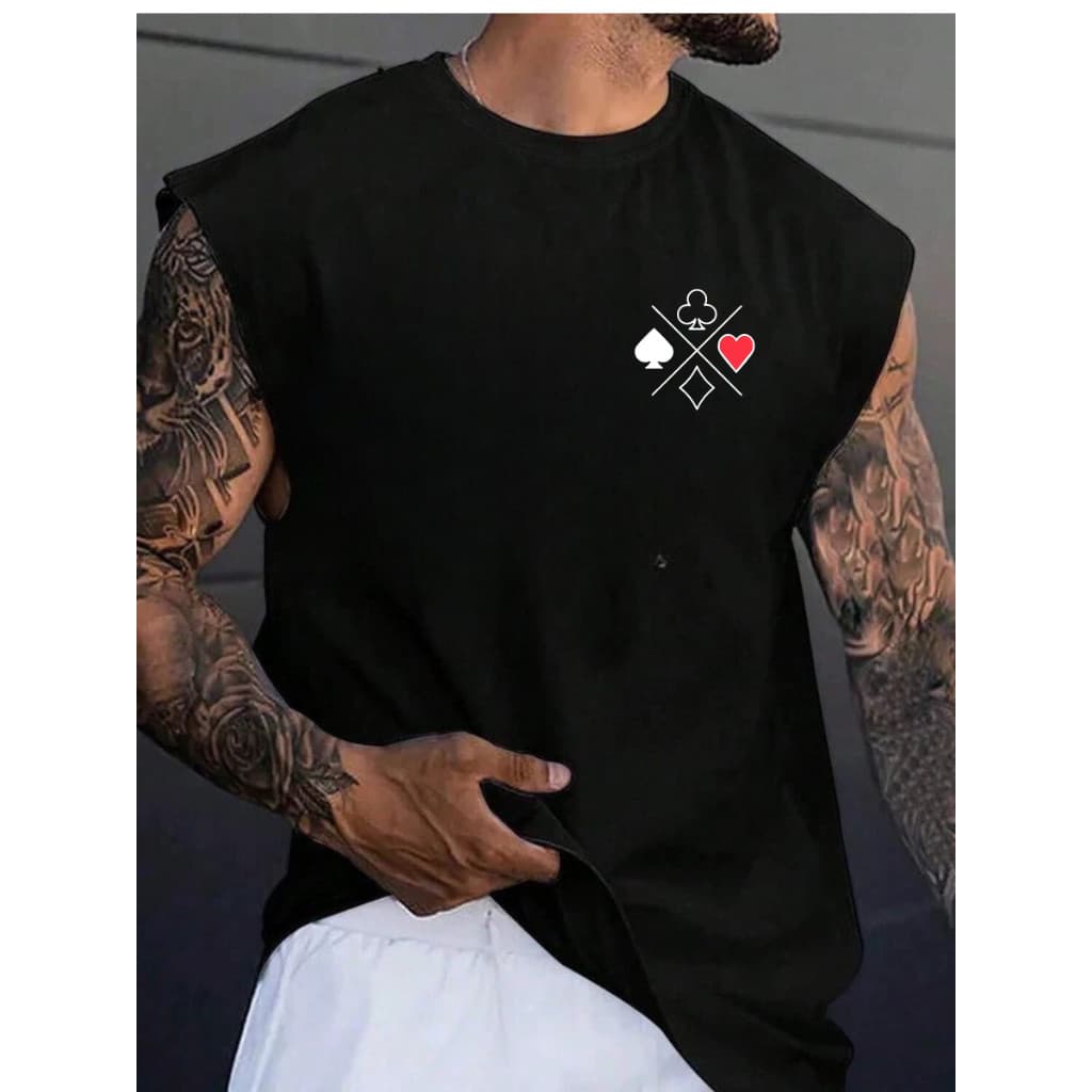 Regata Camiseta Oversized Street Wear Cartas Baralho Algodao premium 30.1 Malha Penteado