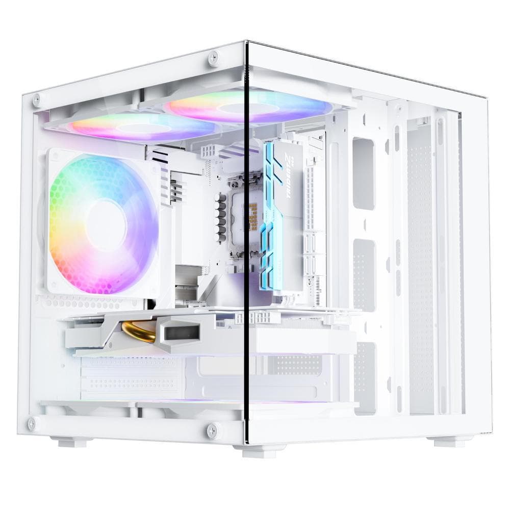 Gabinete Gamer aquario Branco Bluecase - S/ Fonte / Vidro / 5x Fan Rainbow