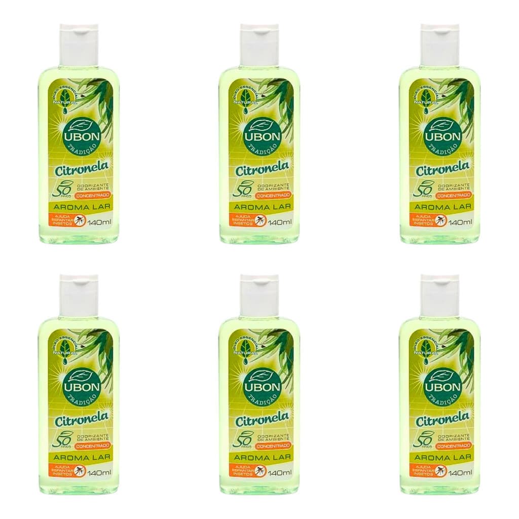 6 Essência Concentrada Citronela 140ml Ubon Odorizador Repelente de Insetos do Lar e Escritorios