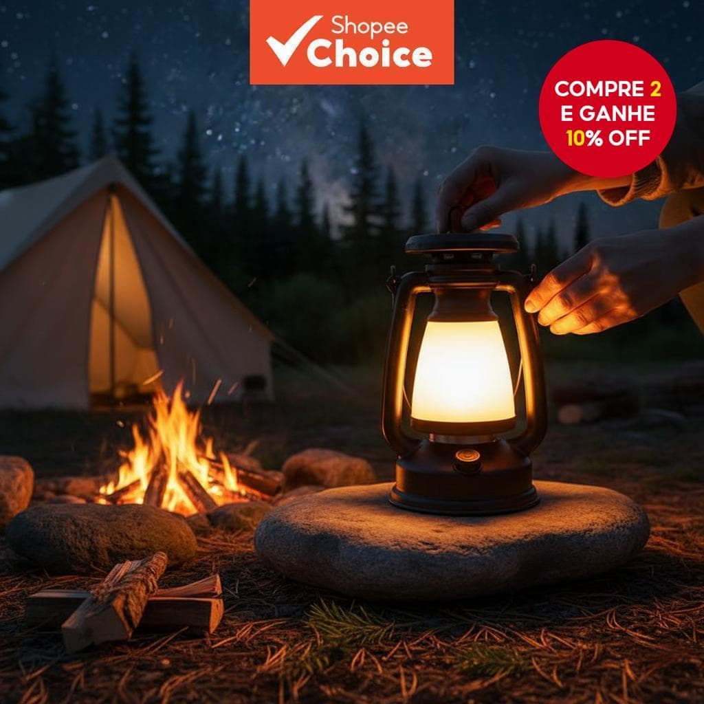 Lâmpada portátil estilo retro querosene de cavalo - luz ambiente recarregável por USB para tendas ao ar livre e