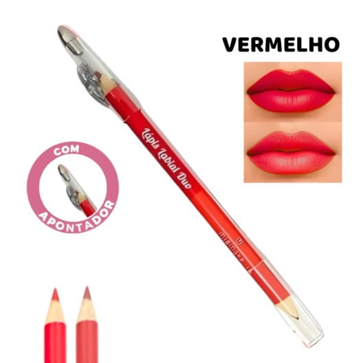 LAPIS LABIAL DUO COM APONTADOR, COR VERMELHO - MIA MAKE