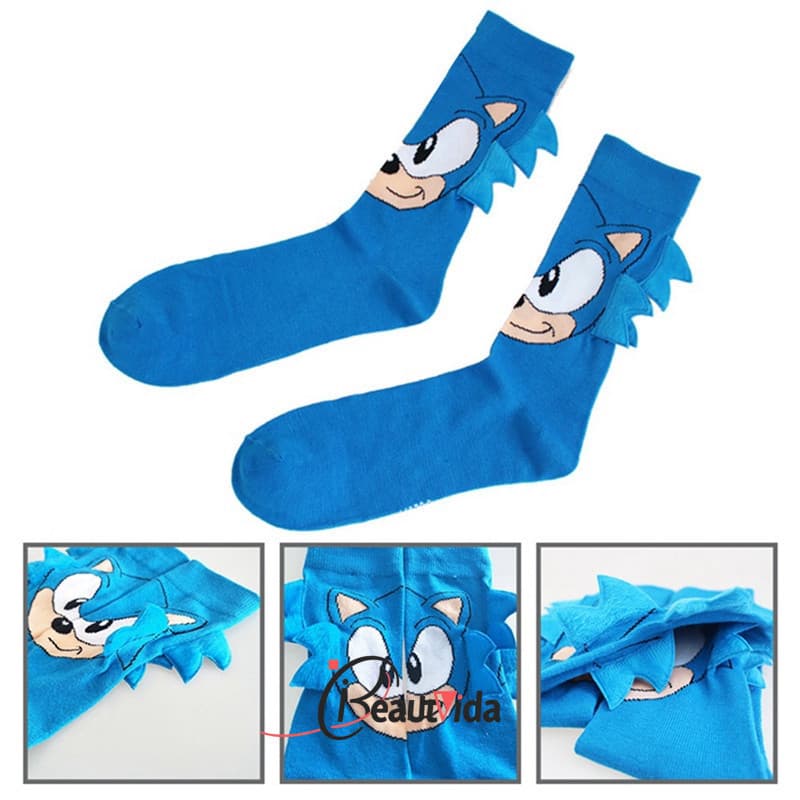 Bonito Moda Masculina Feminina Unissex Casual Sonic the Hedgehog Algodão Tornozelo Meias Harajuku