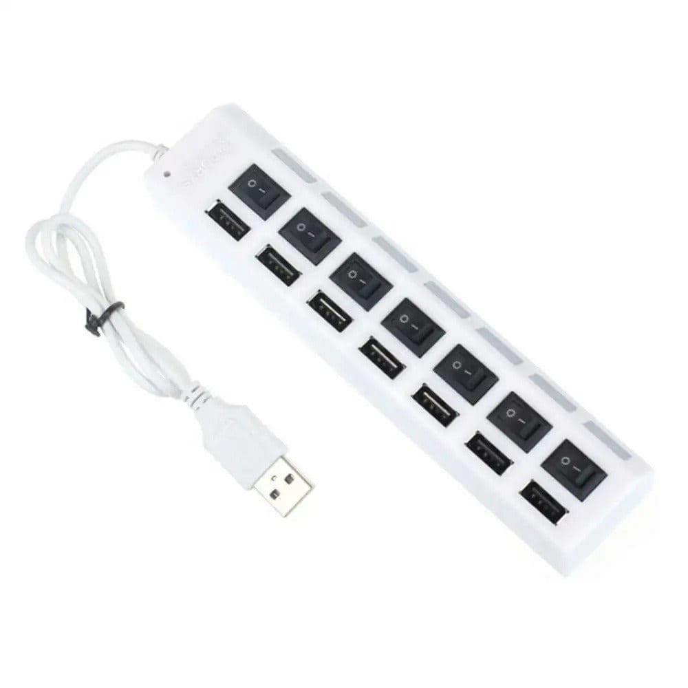 Hub Usb 2.0 Com 7 Portas Switch On/Off e Led - Preto
