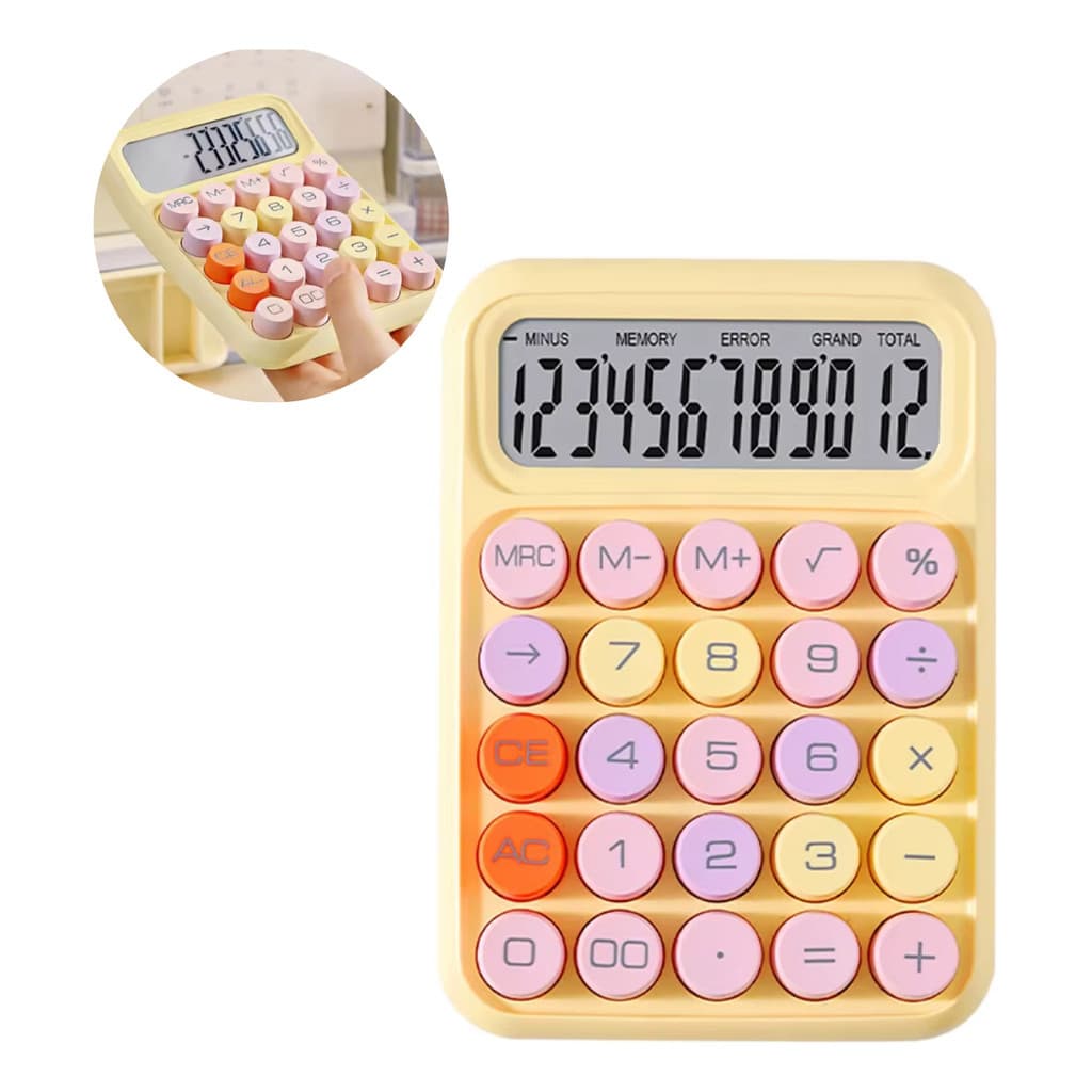 Calculadora Criativa Colorida 12 Dígitos Grandes Tom Pastel