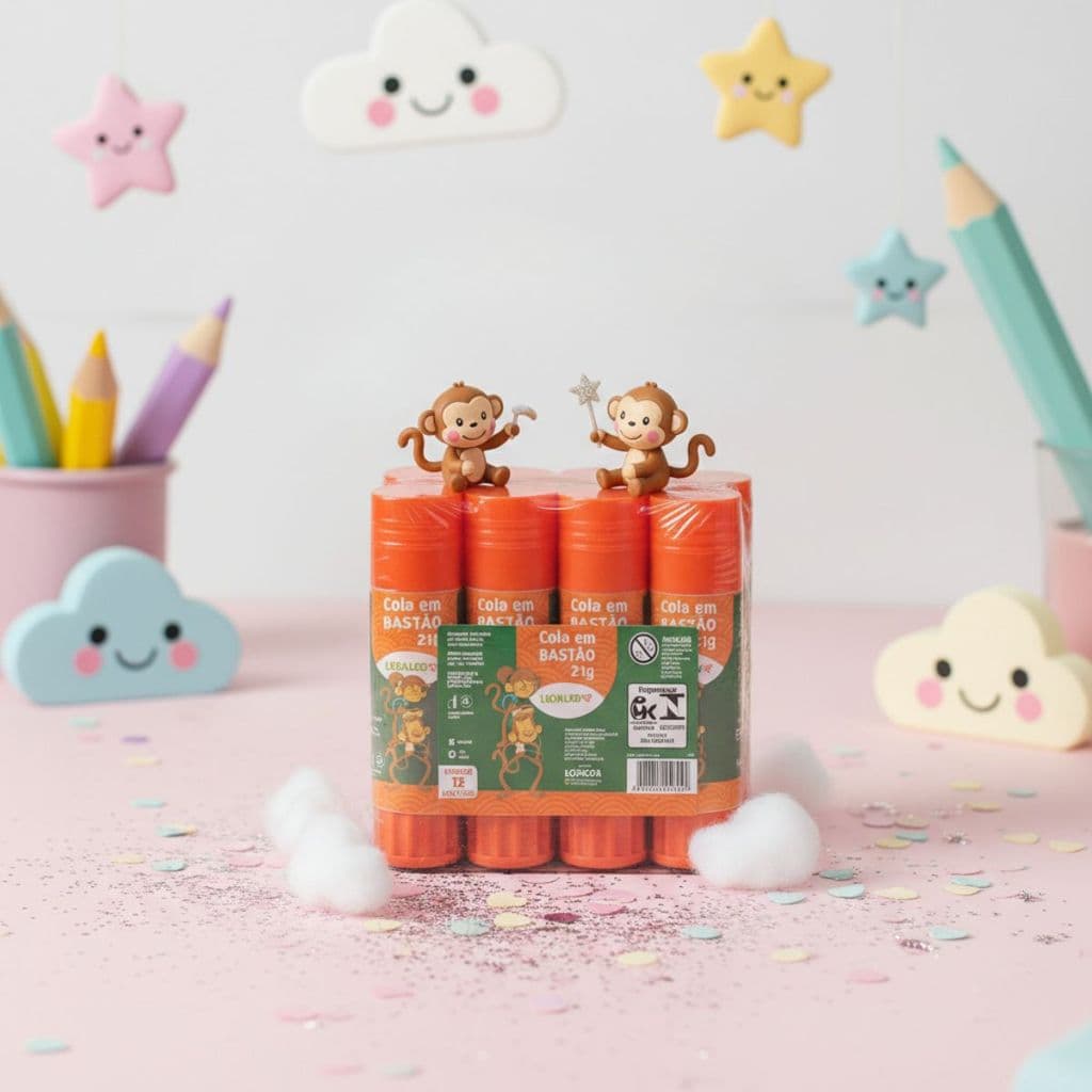 Cola Bastão Leo&Leo 21g – Kit com 6, 12 ou 24 Unidades | Papelaria, Artesanato e Uso Escolar | Secagem Rápida