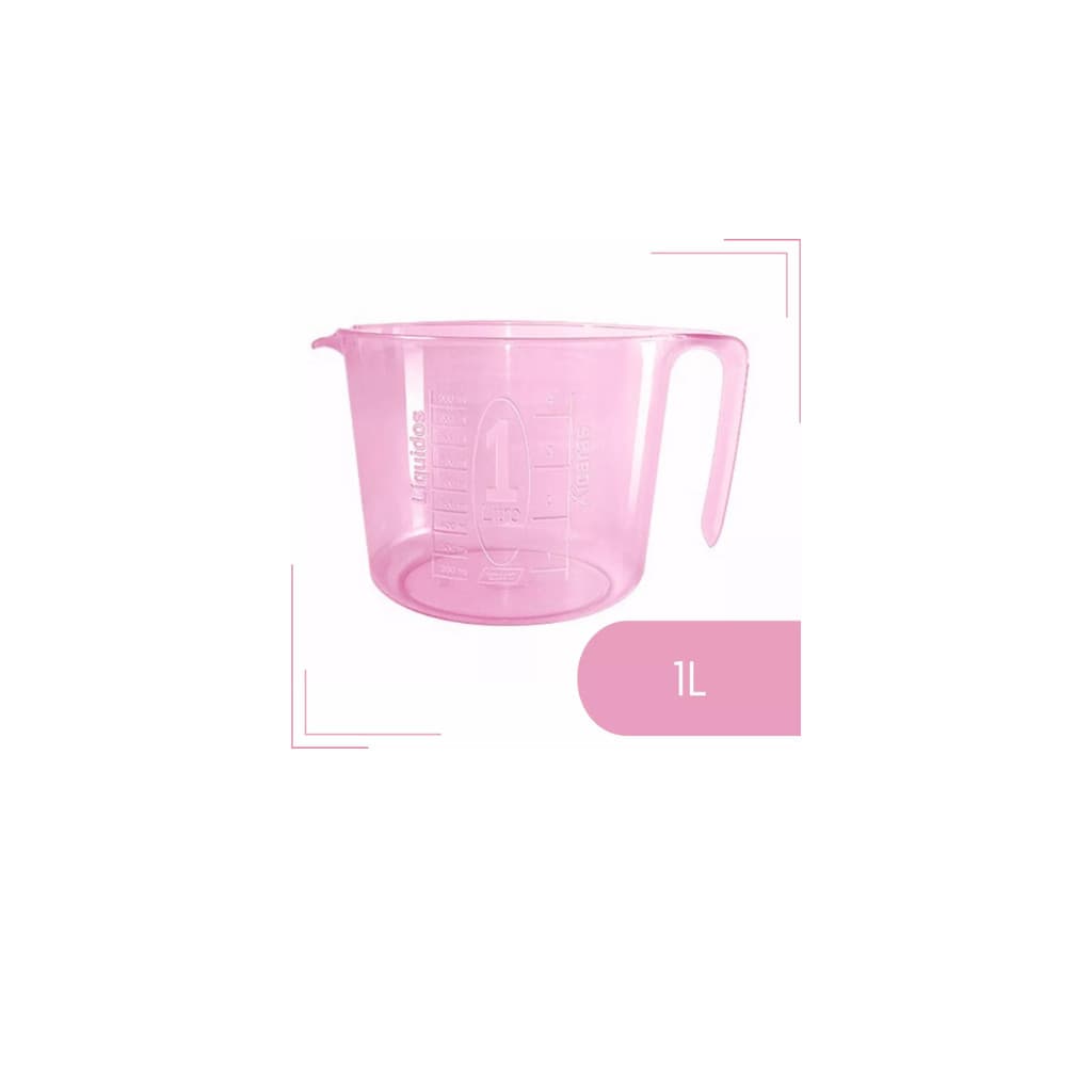 Jarra Medidora Graduada de Cozinha 1 Litro Rosa