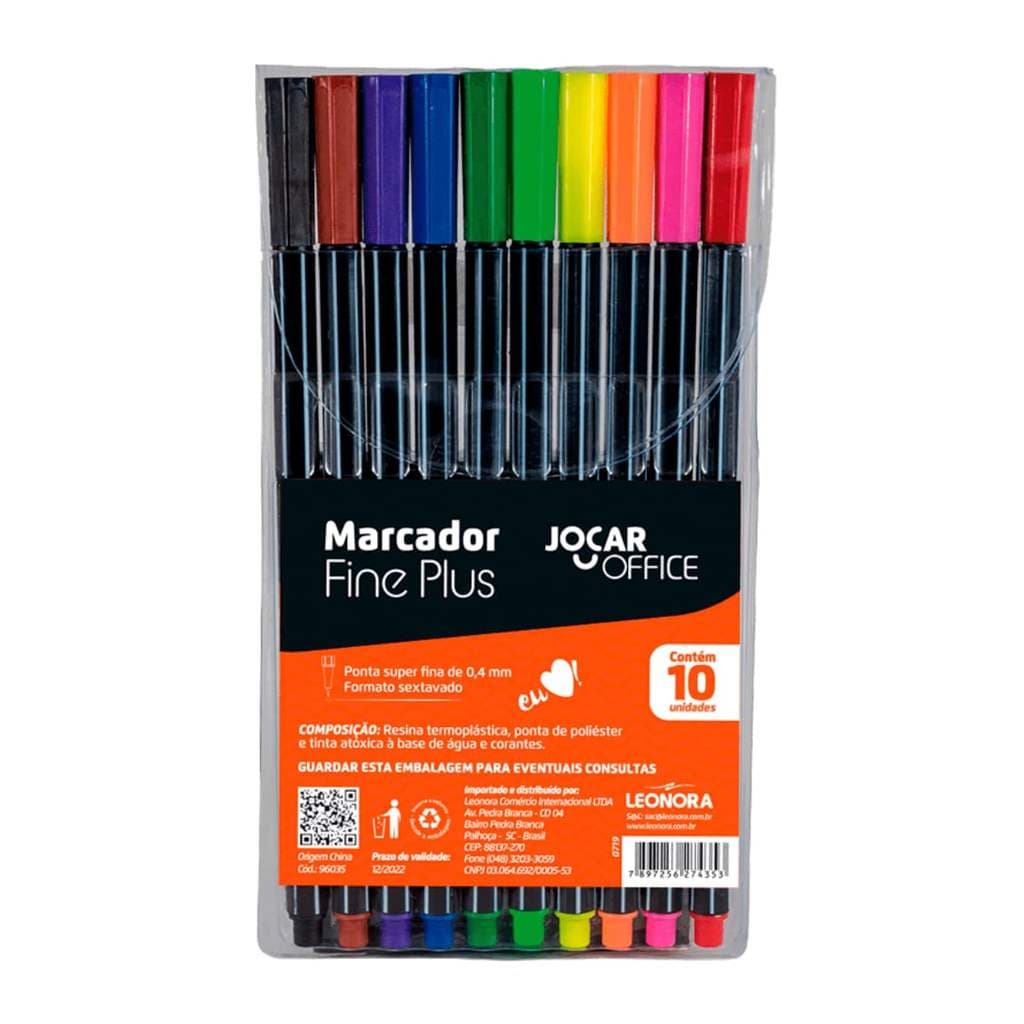 Marcador Fine Plus Estojo com 10 Cores - Jocar Office