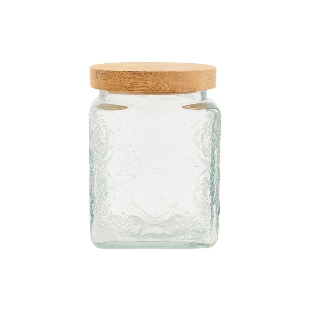 Pote Hermético De Vidro para Mantimentos Com Tampa Bambu e Silicone Capacidade 985ml