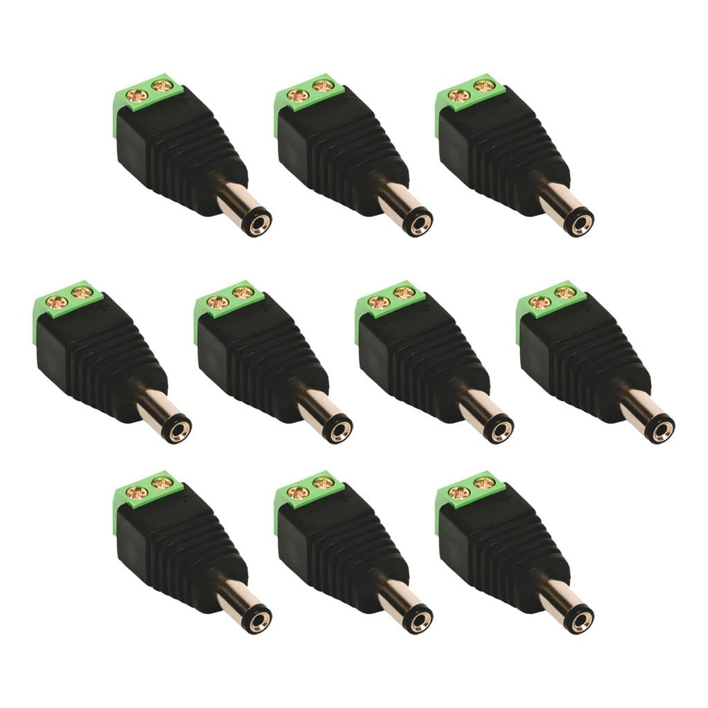 Kit Com 10 Conector Plug P4 Macho Com Borne Para Cftv E Led