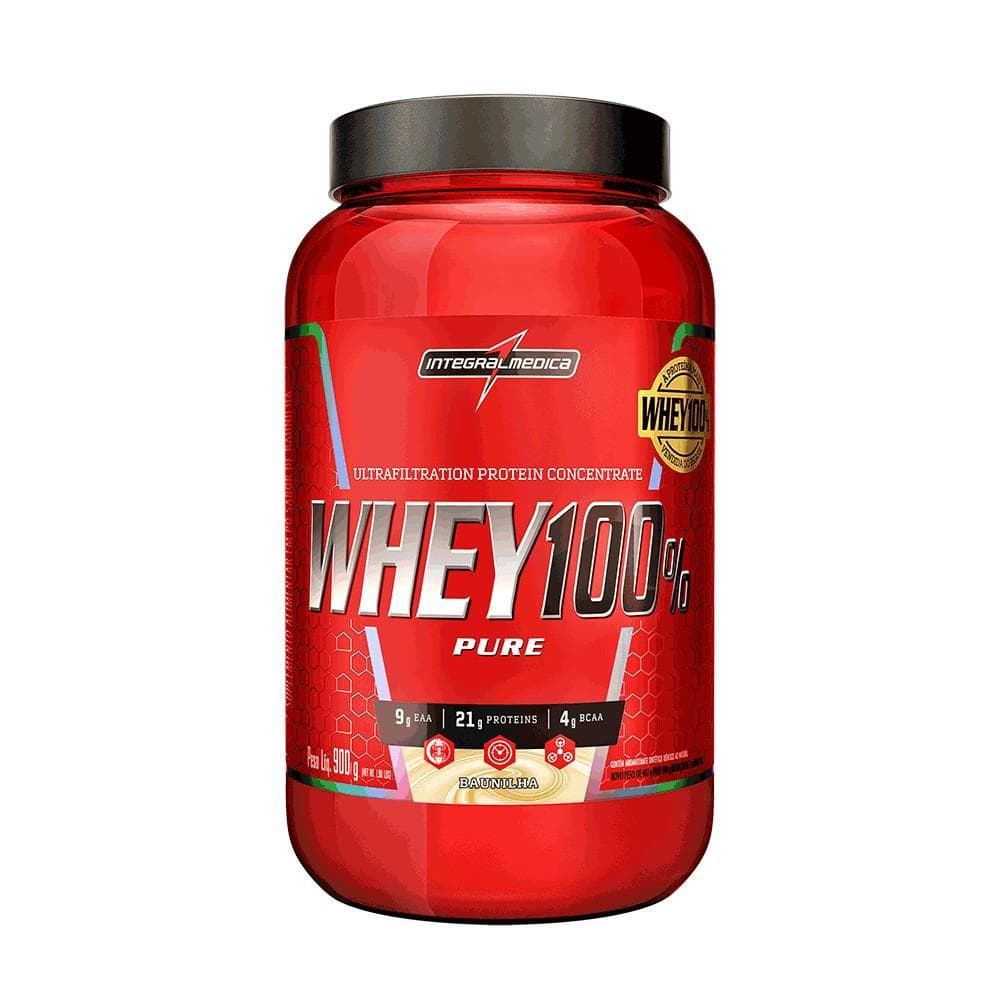 Whey 100% Pure 900g Integralmedica - 21g de Proteína para Hipertrofia e Recuperação Muscular