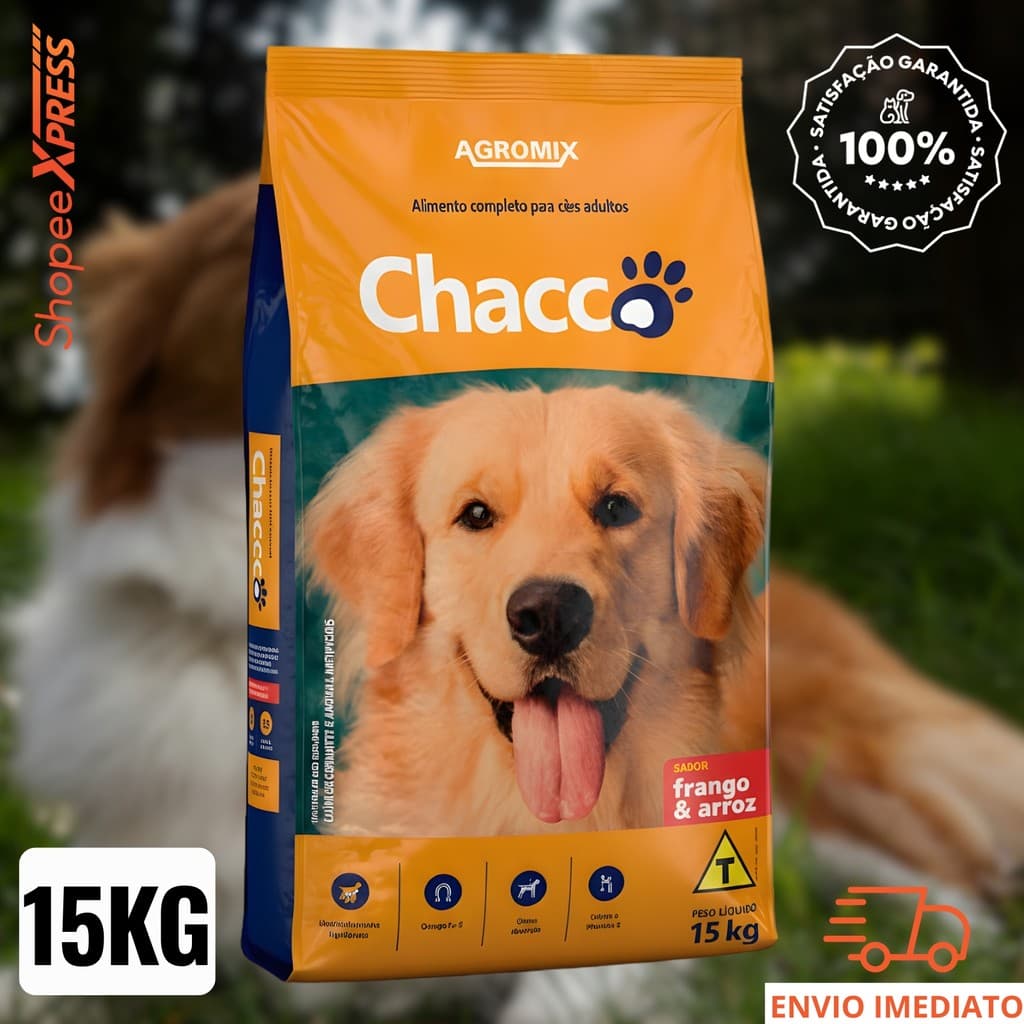 Ração para Cães Adultos Chacco 15kg Sabor Frango e Arroz  (APENAS 1UN POR PEDIDO)