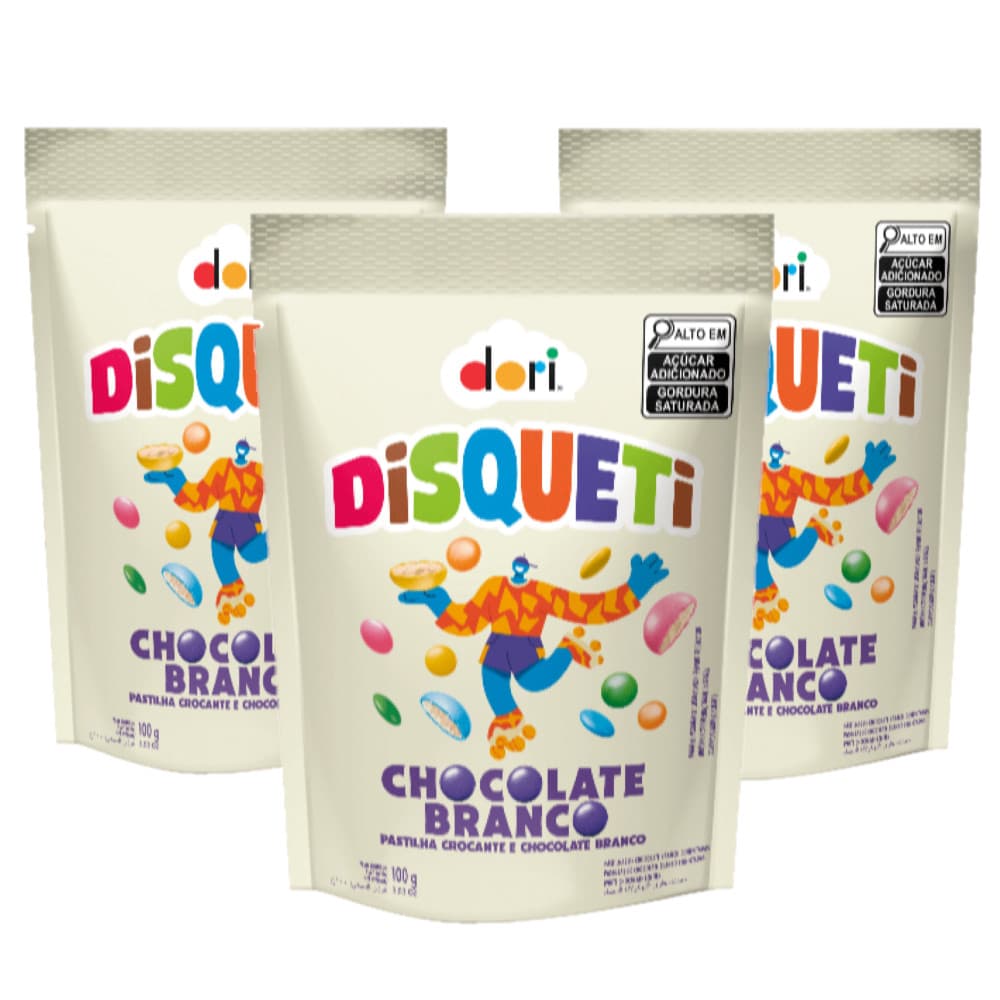 Kit c/3 Disqueti Pouch Choco Branco 100gr - Dori (16097)