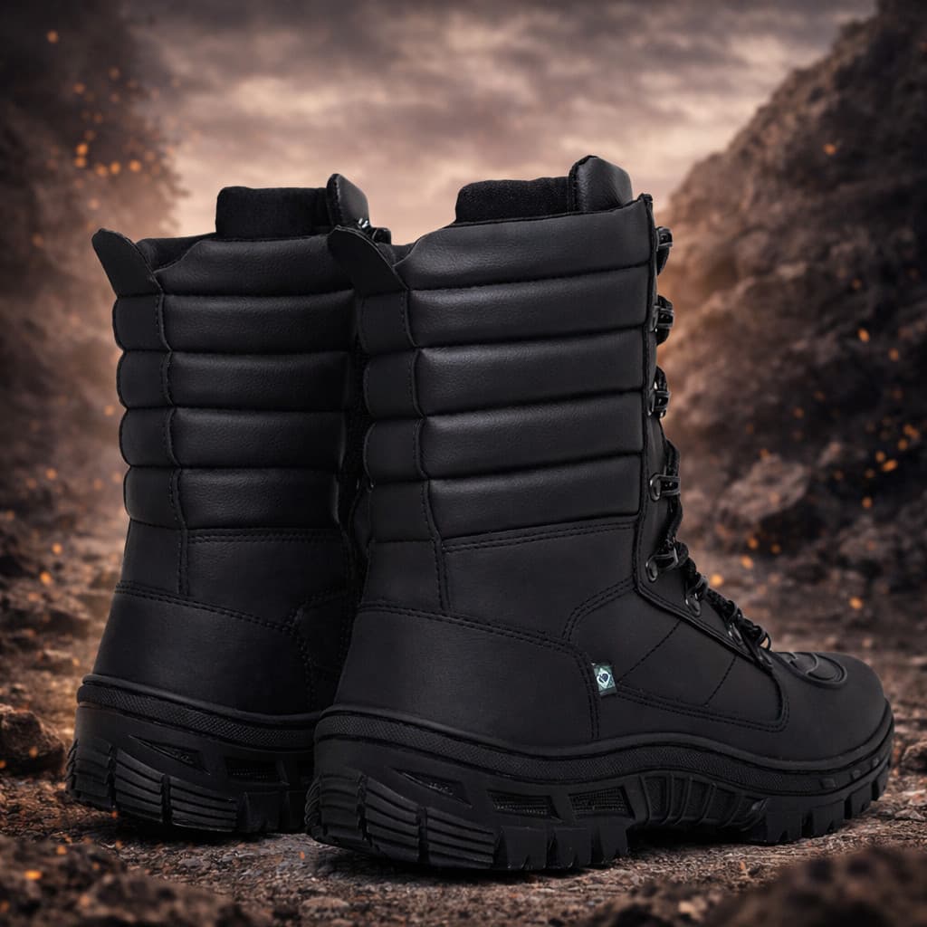 Bota Militar Masculina Tática Cano Alto Antiderrapante Com Zíper