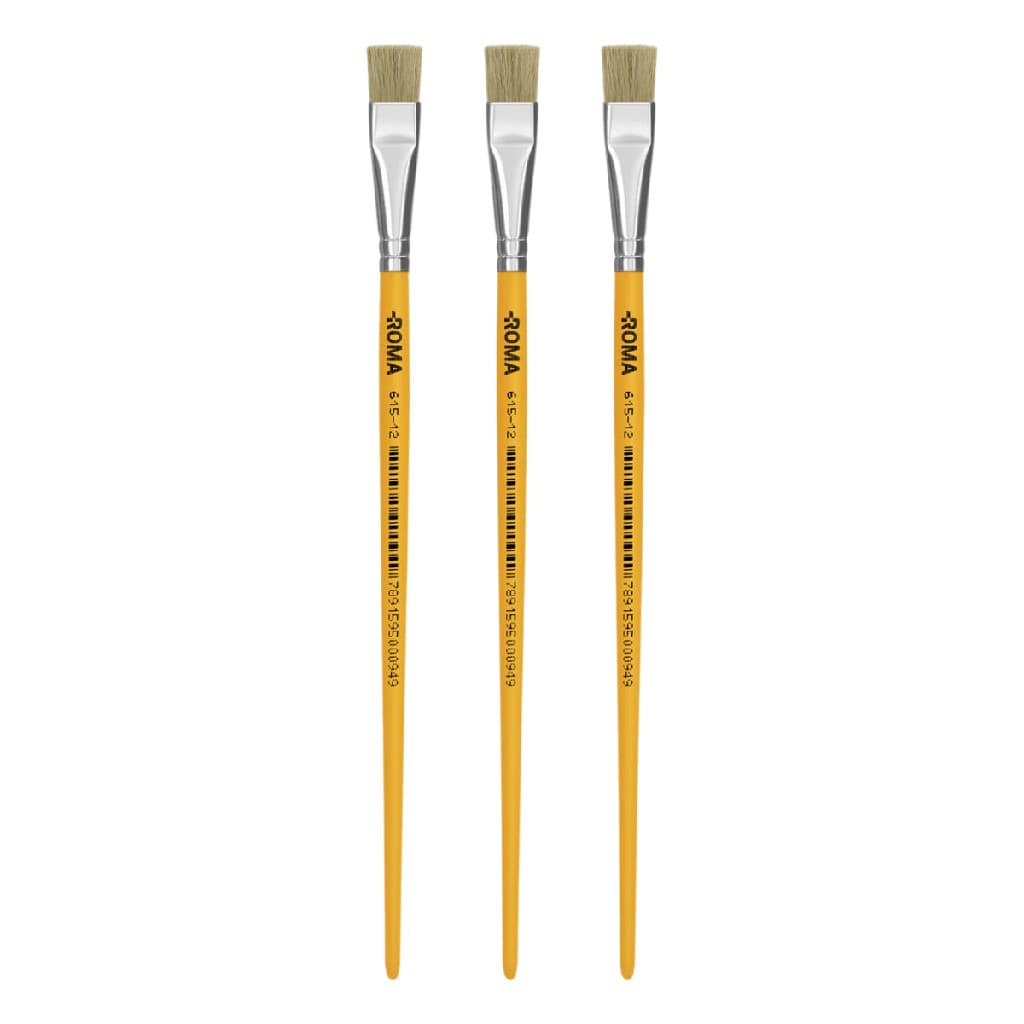 Kit 3 Pinceis Amarelo 615/12 Para Artesanato E Pintura Escolar