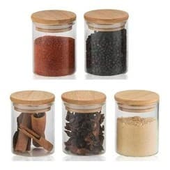 Conjunto 03 Pote de vidro Hermetico 220ml  Bambu