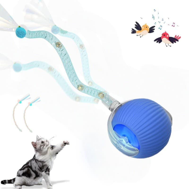 Bola Interativa Inteligente para Gatos e Cães Recarregável USB com Caudaza