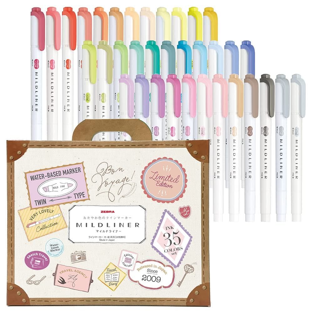 Zebra Mildliner Highlighter 35-Color Set in Gift Box - WKT7-35C