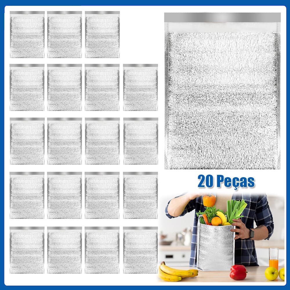 Sacos térmicos isolados de 20×27cm pacote com 20 forros térmicos para lancheira saco de isolamento à prova d'água