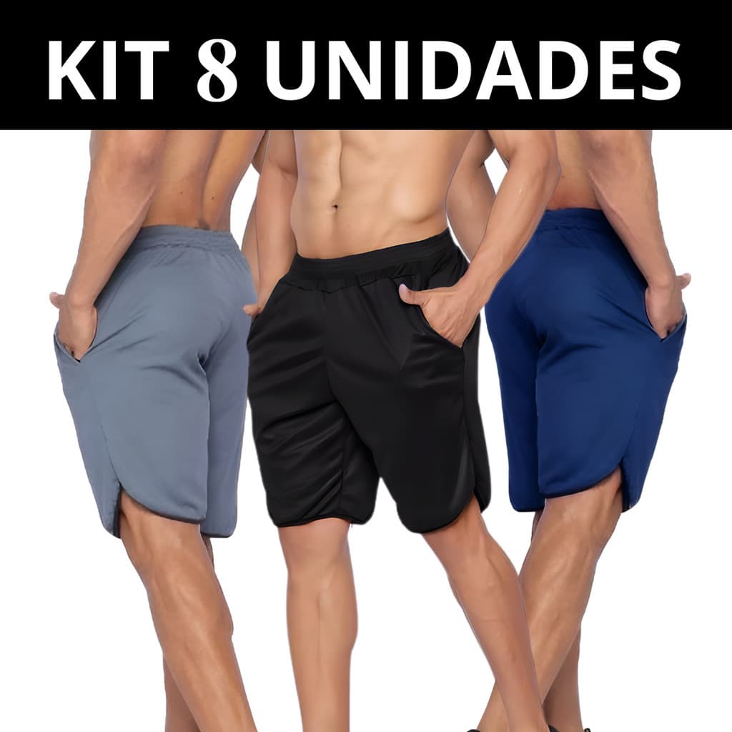 Kit com 8 shorts Bermuda masculina street Fitness para atividade física esporte futebol academia