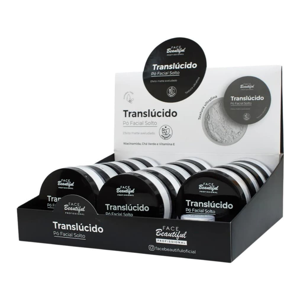 Box 14 Un Pó Facial Solto Finalizador Translucido Powder Face Beautiful Efeito Profissional Kit Revenda