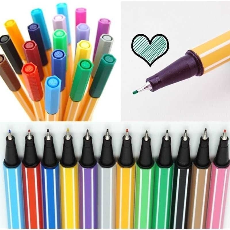 Canetas com 12/24/36/48 cores Fine Line Coloridas Ponta Fina 0.4 mm Fineliner
